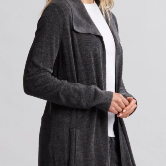 Barefoot Dreams - CozyChic Ultra Lite Wide Collar Long Carbon Cardigan XL/14 NWT - Picture 2 of 6